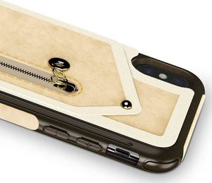 Zizo Zizo Nebula Wallet Case - Skórzane etui iPhone X z kieszeniami na karty + saszetka na zamek + szkło 9H na ekran (Tan/Brown) 3