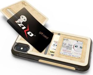 Zizo Zizo Nebula Wallet Case - Skórzane etui iPhone X z kieszeniami na karty + saszetka na zamek + szkło 9H na ekran (Tan/Brown) 5