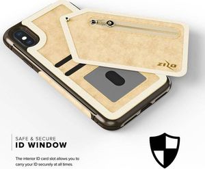 Zizo Zizo Nebula Wallet Case - Skórzane etui iPhone X z kieszeniami na karty + saszetka na zamek + szkło 9H na ekran (Tan/Brown) 6