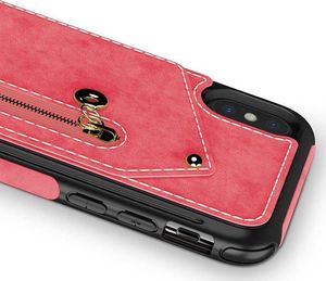 Zizo Zizo Nebula Wallet Case - Skórzane etui iPhone X z kieszeniami na karty + saszetka na zamek + szkło 9H na ekran (Pink/Black) 3