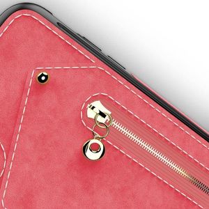 Zizo Zizo Nebula Wallet Case - Skórzane etui iPhone X z kieszeniami na karty + saszetka na zamek + szkło 9H na ekran (Pink/Black) 4