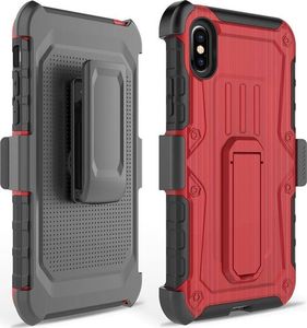 Zizo Zizo Heavy Duty Armor Case - Pancerne etui iPhone X z podstawką + uchwyt do paska (Red/Black) 2