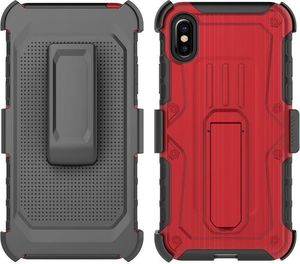 Zizo Zizo Heavy Duty Armor Case - Pancerne etui iPhone X z podstawką + uchwyt do paska (Red/Black) 6