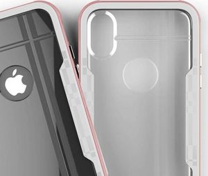 Zizo Zizo Shock Case - Pancerne etui iPhone Xs / X z hartowanym szkłem na ekran (Rose Gold/White) 8