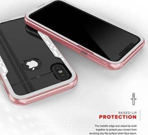 Zizo Zizo Shock Case - Pancerne etui iPhone Xs / X z hartowanym szkłem na ekran (Rose Gold/White) 10