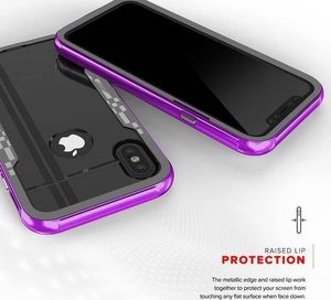Zizo Zizo Shock Case - Pancerne etui iPhone Xs / X z hartowanym szkłem na ekran (Purple/Gray) 10