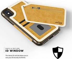 Zizo Zizo Nebula Wallet Case - Skórzane etui iPhone X z kieszeniami na karty + saszetka na zamek + szkło 9H na ekran (Light Brown/Brown) 6