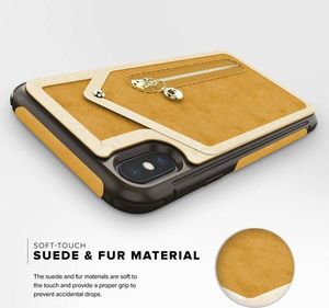 Zizo Zizo Nebula Wallet Case - Skórzane etui iPhone X z kieszeniami na karty + saszetka na zamek + szkło 9H na ekran (Light Brown/Brown) 8