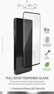 Puro PURO Premium Full Edge Tempered Glass Case Friendly - Szkło ochronne hartowane na ekran Samsung Galaxy S21 Ultra (czarna ramka) 2