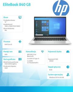 Laptop HP HP Inc. Notebook EliteBook 840 G8 i5-1135G7 256/8G/W10P/14 336D5EA 4