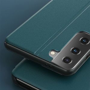 Hurtel Eco Leather View Case elegancki futerał etui z klapką i funkcją podstawki Samsung Galaxy S21 5G czerwony 11