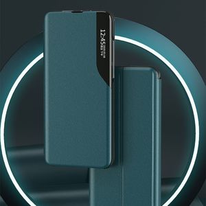Hurtel Eco Leather View Case elegancki futerał etui z klapką i funkcją podstawki Samsung Galaxy S21 Ultra 5G niebieski 3