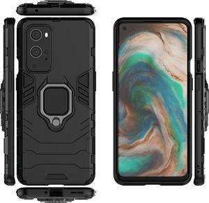 Hurtel Ring Armor pancerne hybrydowe etui pokrowiec + magnetyczny uchwyt OnePlus 9 Pro czarny 5