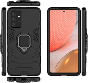 Hurtel Ring Armor pancerne hybrydowe etui pokrowiec + magnetyczny uchwyt Samsung Galaxy A72 4G czarny 5