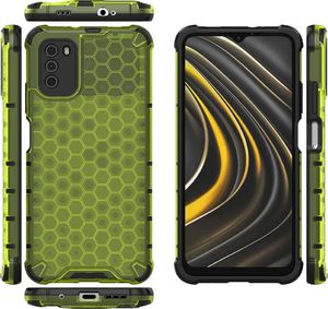 Hurtel Honeycomb etui pancerny pokrowiec z żelową ramką Xiaomi Poco M3 / Xiaomi Redmi 9T zielony 12