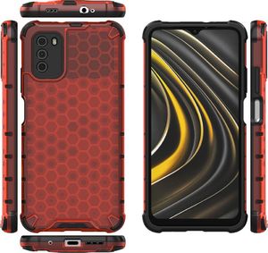 Hurtel Honeycomb etui pancerny pokrowiec z żelową ramką Xiaomi Poco M3 / Xiaomi Redmi 9T czerwony 12