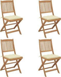 vidaXL Składane krzesła ogrodowe z poduszkami 4 szt. drewno akacjowe (3064688) 1