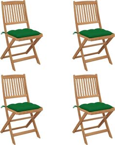 vidaXL Składane krzesła ogrodowe z poduszkami 4 szt. drewno akacjowe (3064691) 1