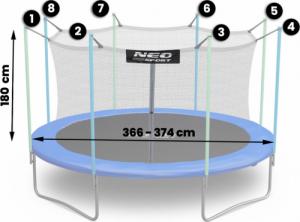 Neo-Sport Siatka wewnętrzna do trampoliny 374 cm 12FT 8sł 2