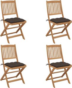 vidaXL Składane krzesła ogrodowe z poduszkami 4 szt. drewno akacjowe (3064694) 1