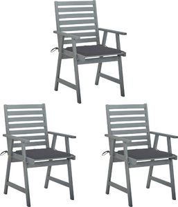 vidaXL Krzesła ogrodowe z poduszkami 3 szt. lite drewno akacjowe (3064428) 1