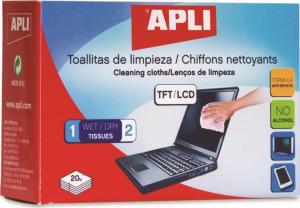 Apli Chusteczki nawilżane i suche do czyszczenia ekranów TFT/LCD 40 szt. (AP11325) 1