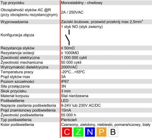 MT3CH Przycisk dzwonka do domofonu wyjścia wejścia furtki bramy drzwi Stal LED 9/12/24/230V 10x10 kwadrat biały 16