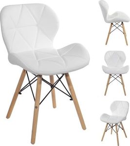 Mufart Zestaw 4 krzeseł białych z ekosóry do salonu, biura, gabinetu i jadalni ELVA 1
