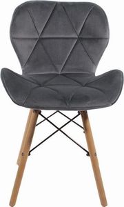 Mufart Zestaw 4 krzeseł szarych z aksamitu do salonu, biura, gabinetu i jadalni ELVA 3
