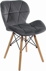 Mufart Zestaw 4 krzeseł szarych z aksamitu do salonu, biura, gabinetu i jadalni ELVA 4
