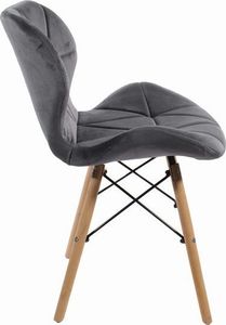 Mufart Zestaw 4 krzeseł szarych z aksamitu do salonu, biura, gabinetu i jadalni ELVA 5