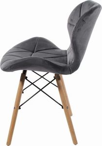 Mufart Zestaw 4 krzeseł szarych z aksamitu do salonu, biura, gabinetu i jadalni ELVA 6