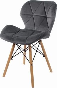 Mufart Zestaw 4 krzeseł szarych z aksamitu do salonu, biura, gabinetu i jadalni ELVA 8
