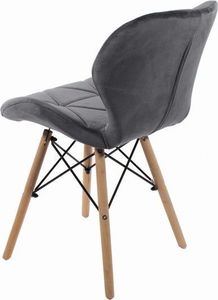 Mufart Zestaw 4 krzeseł szarych z aksamitu do salonu, biura, gabinetu i jadalni ELVA 9