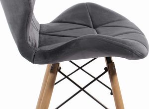 Mufart Zestaw 4 krzeseł szarych z aksamitu do salonu, biura, gabinetu i jadalni ELVA 10