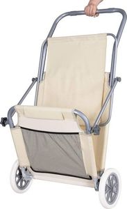 Springos Leżak ogrodowy z kółkami i daszkiem składany beżowy 14