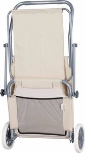 Springos Leżak ogrodowy z kółkami i daszkiem składany beżowy 15