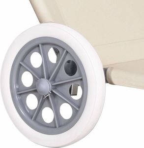 Springos Leżak ogrodowy z kółkami i daszkiem składany beżowy 5