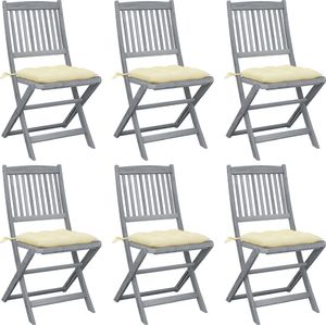 vidaXL Składane krzesła ogrodowe 6 szt. poduszki, drewno akacjowe (3065451) 1