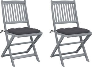 vidaXL Składane krzesła ogrodowe z poduszkami 2 szt. drewno akacjowe (3064551) 1