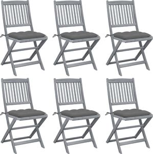 vidaXL Składane krzesła ogrodowe 6 szt. poduszki, drewno akacjowe (3065450) 1