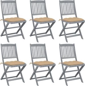 vidaXL Składane krzesła ogrodowe 6 szt. poduszki, drewno akacjowe (3065452) 1