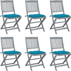 vidaXL Składane krzesła ogrodowe 6 szt. poduszki, drewno akacjowe (3065453) 1