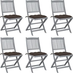 vidaXL Składane krzesła ogrodowe 6 szt. poduszki, drewno akacjowe (3065457) 1
