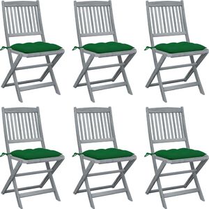 vidaXL Składane krzesła ogrodowe 6 szt. poduszki, drewno akacjowe (3065454) 1