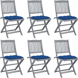 vidaXL Składane krzesła ogrodowe 6 szt. poduszki, drewno akacjowe (3065459) 1