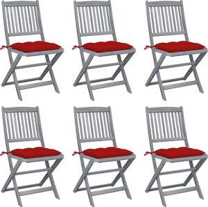 vidaXL Składane krzesła ogrodowe 6 szt. poduszki, drewno akacjowe (3065455) 1