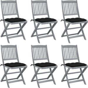 vidaXL Składane krzesła ogrodowe 6 szt. poduszki, drewno akacjowe (3065456) 1