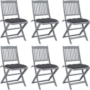 vidaXL Składane krzesła ogrodowe 6 szt. poduszki, drewno akacjowe (3065449) 1