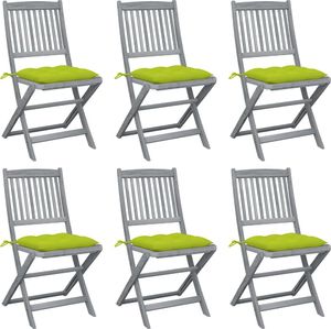 vidaXL Składane krzesła ogrodowe 6 szt. poduszki, drewno akacjowe (3065460) 1